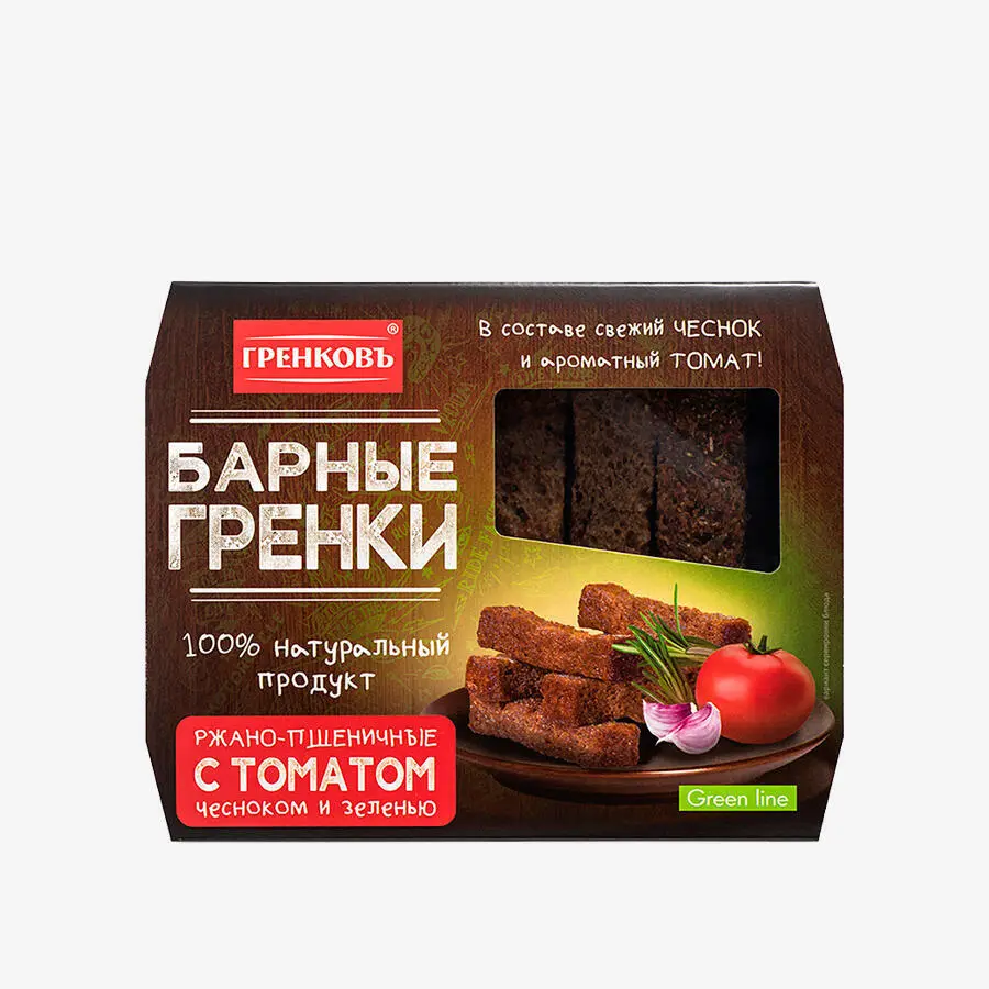 Барные гренки Grenkoff томат-чеснок-зелень 70 гр.