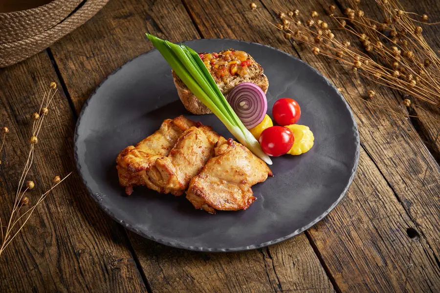 Шашлык из курицы с гарниром