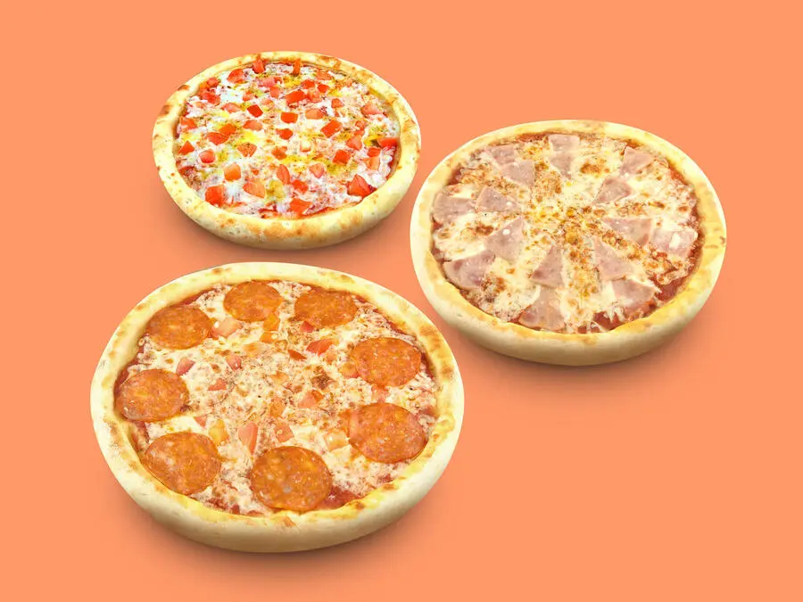 Комбо 3 пиццы 25 см — «Пепперони лайт», «Маргарита», пицца с ветчиной
