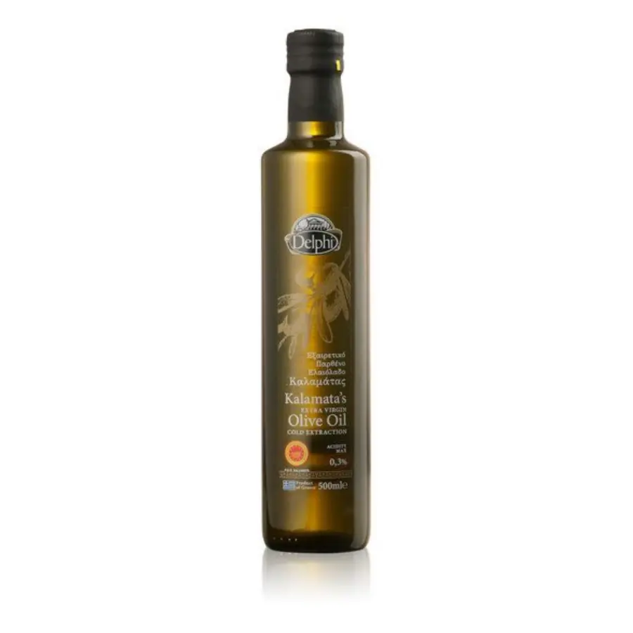 Масло оливковое кислотность 0,3% Extra Virgin oliveoil Каламата Delphi 0,5л