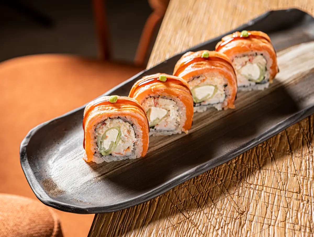 Futomaki Crab, Salmon Tataki