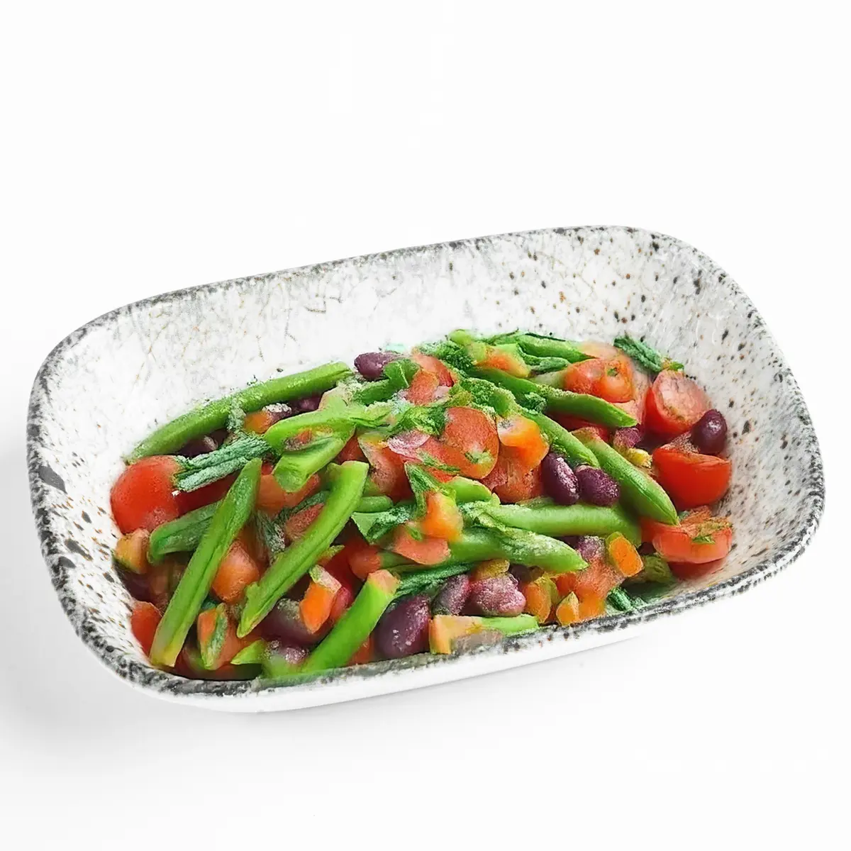 Зеленая фасоль с томатами и оливками