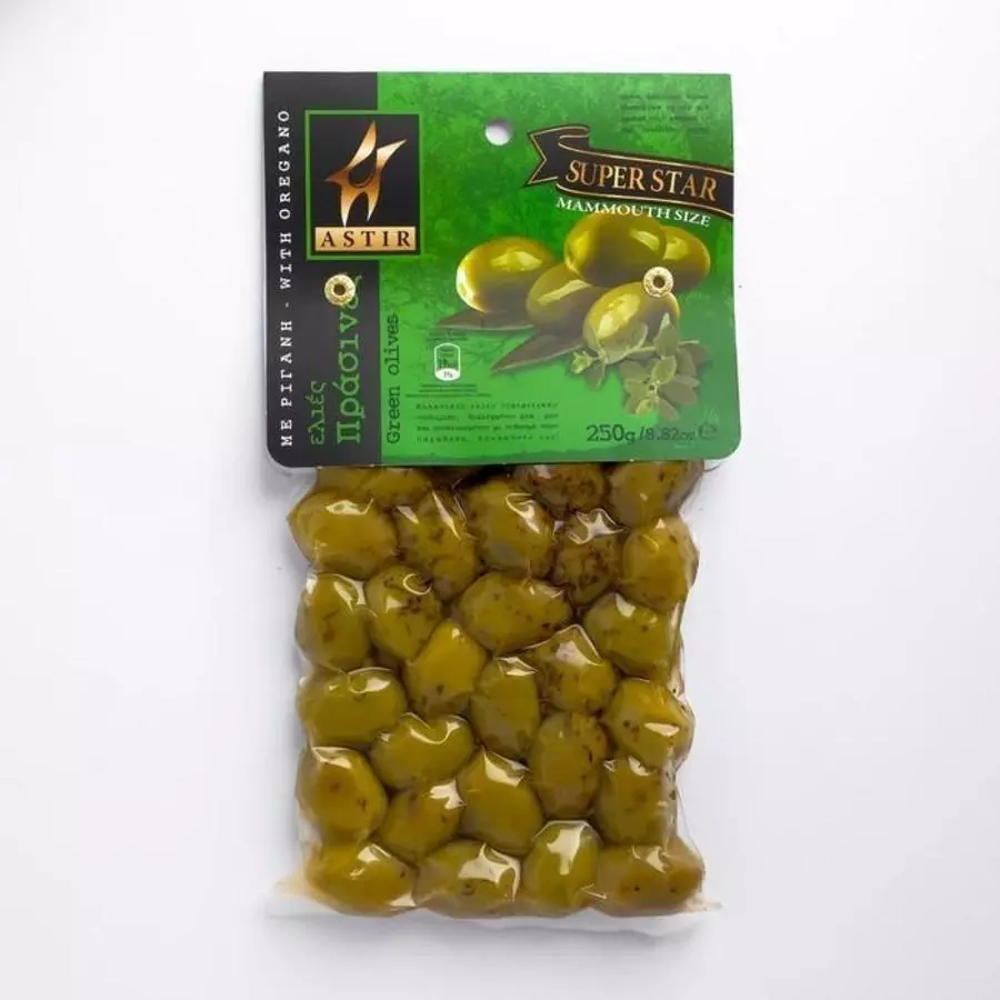 Оливки зеленые с косточкой 1/250 гр