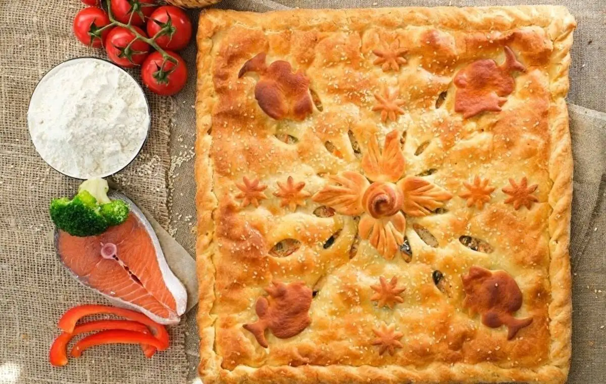 Сл. пирог с форелью и овощами