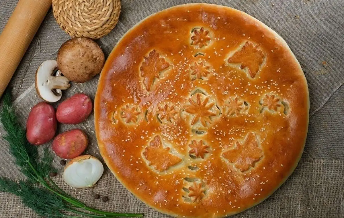 Пирог с картошкой и грибами