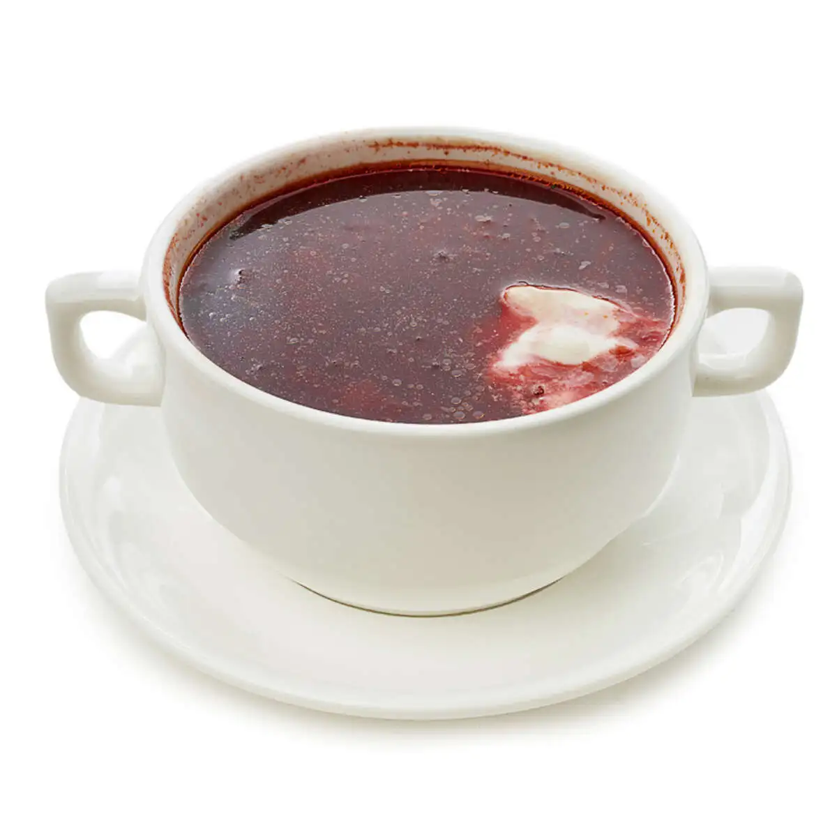 Борщ с мясом и сметаной