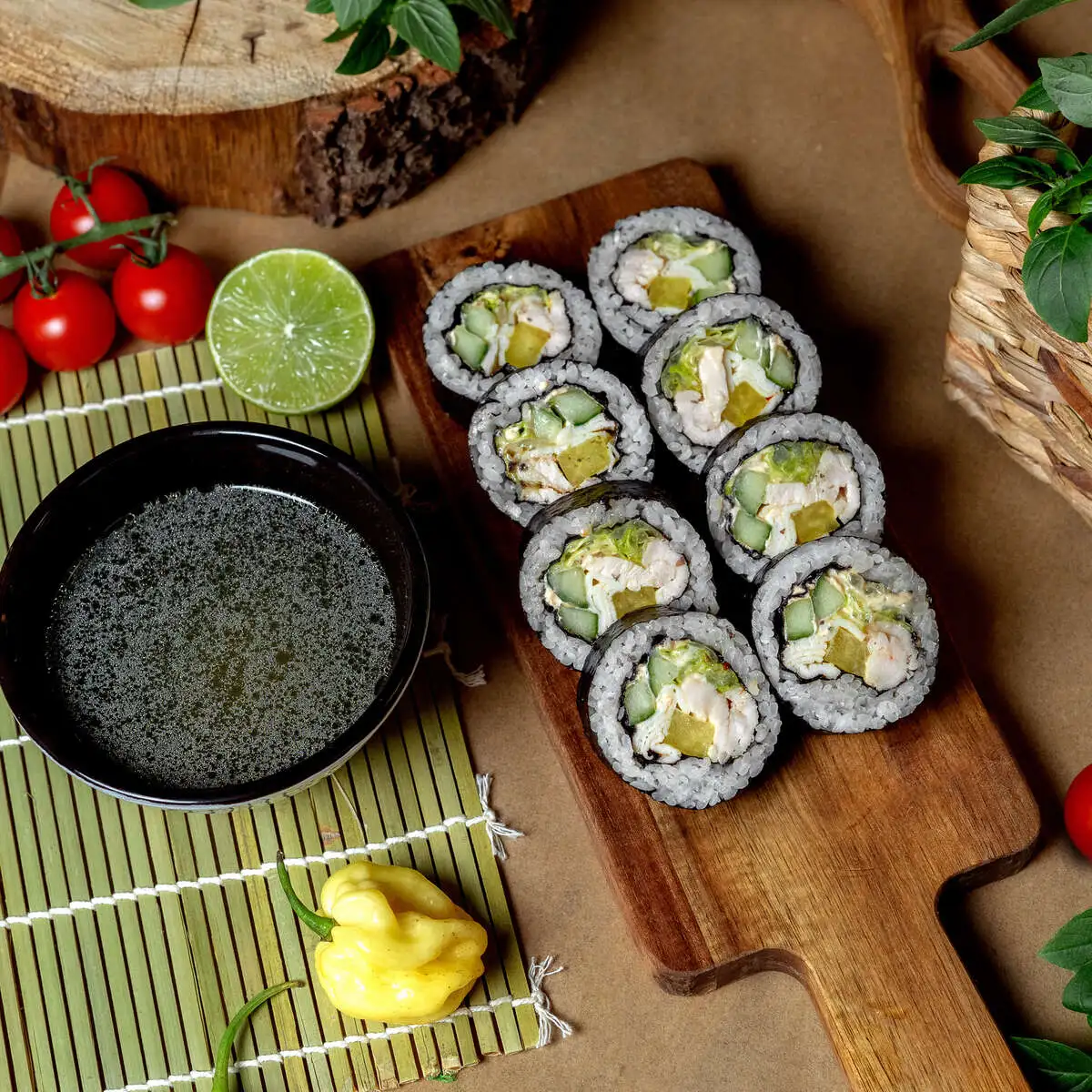 Кимпаб с курицей и овощами