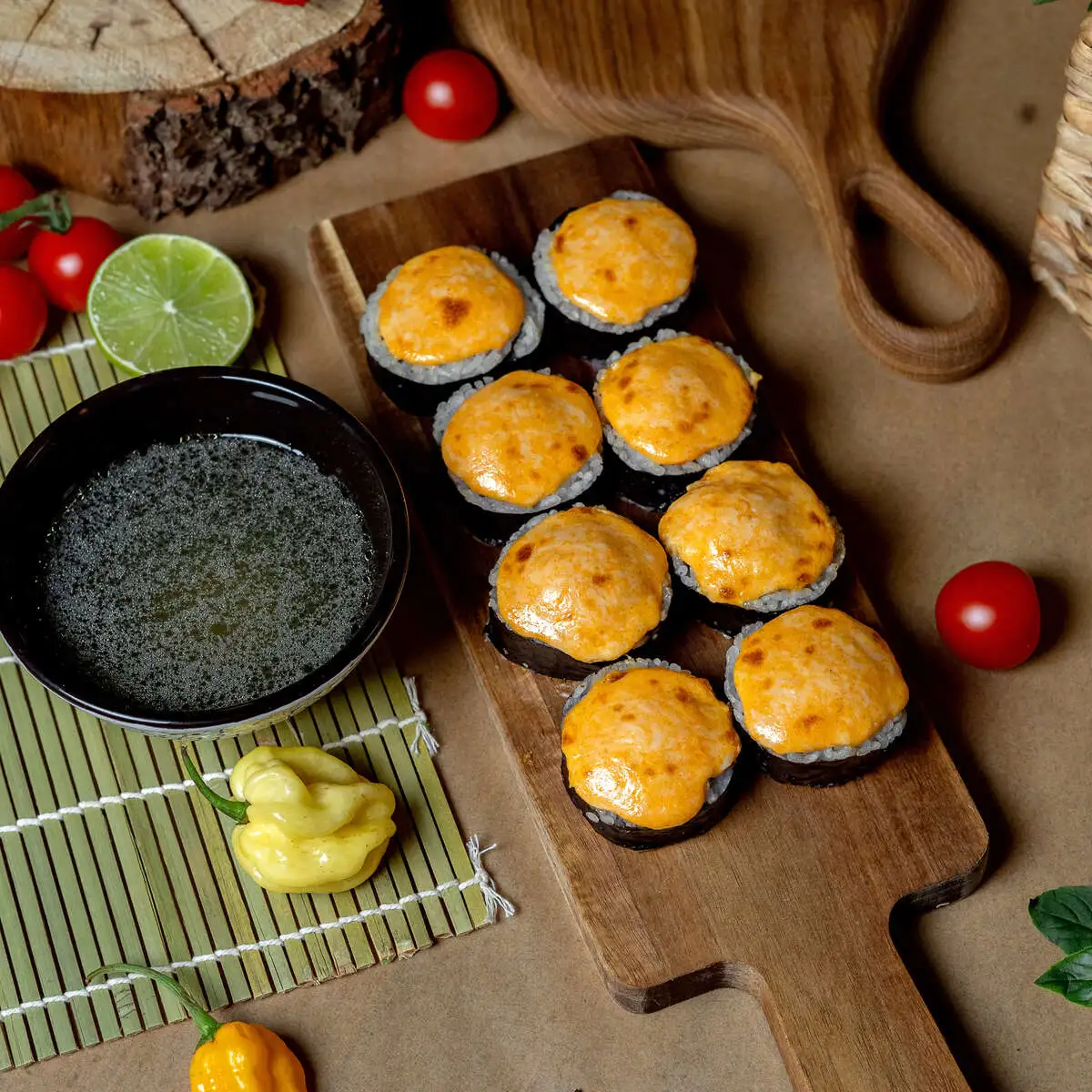 Кимпаб запеченный с крабовым мясом и овощами