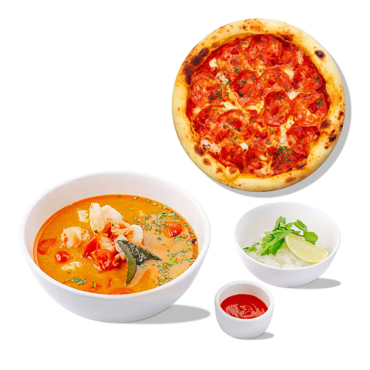 Комбо Пицца пепперони (кусочек) + Том Ям